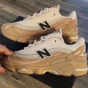 New Balance Beige and White Sneakers